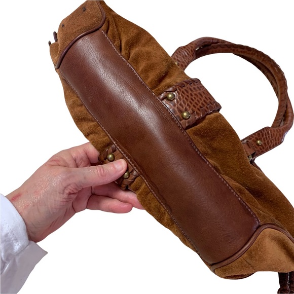 Cole Haan Baguette Brown Suede Leather Trim Handbag - Picture 5 of 10